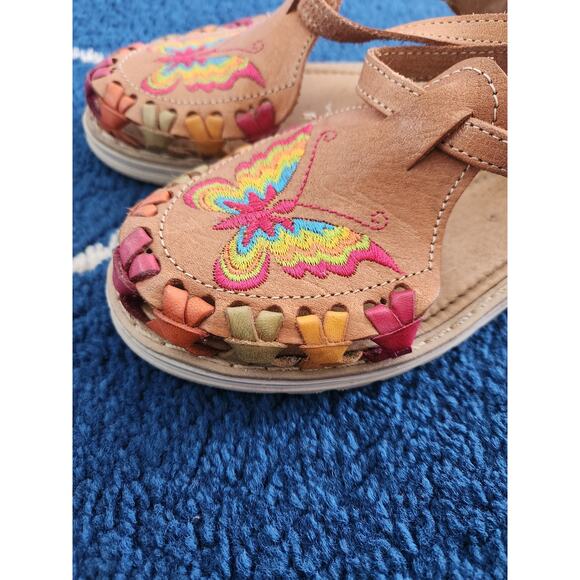 Girl's Leather Butterfly Heeled Sandals 2 - Picture 3 of 7